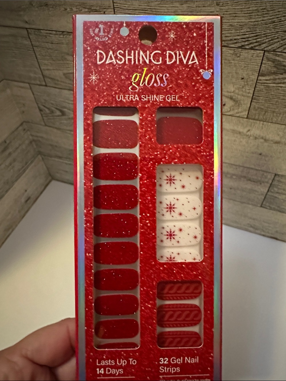 Dashing Diva Pass the Cabernet Red & White Glitter Matte Gel Nail Strips